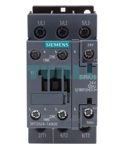 Siemens 3RT2024-1AB00 Power Contactor, 12A, 5.5kW, 24V AC, Screw Terminal, Size S0