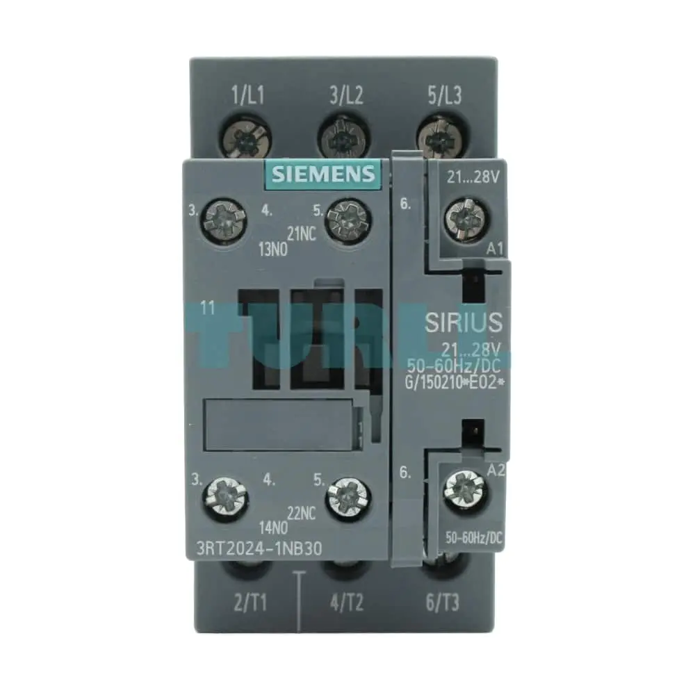Siemens 3RT2024-1NB30 SIRIUS Power Contactor, 3-Pole, 12A, 5.5kW, 21-28V AC/DC Coil, Screw Terminal, Size S0 Original Brand New 1 Siemens 3RT2024-1NB30 SIRIUS Power Contactor, 3-Pole, 12A, 5.5kW, 21-28V AC/DC Coil, Screw Terminal, Size S0