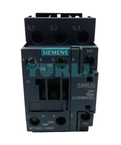 Siemens 3RT2025-1AB04 Power Contactor AC-3e/AC-3, 17A, 7.5kW, 24V AC Coil, 2NO+2NC Aux Contacts