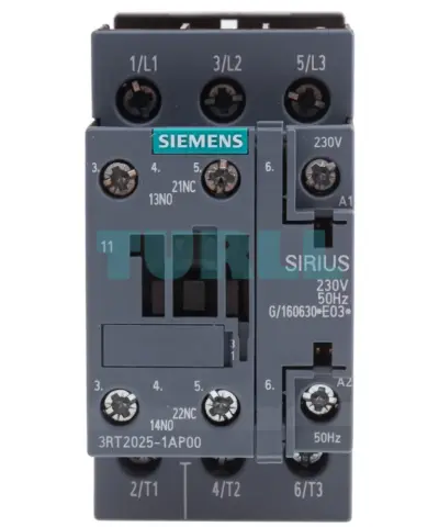 Siemens 3RT2025-1AP00 Power Contactor 17 A, 7.5 kW, 3-Pole, 230V AC