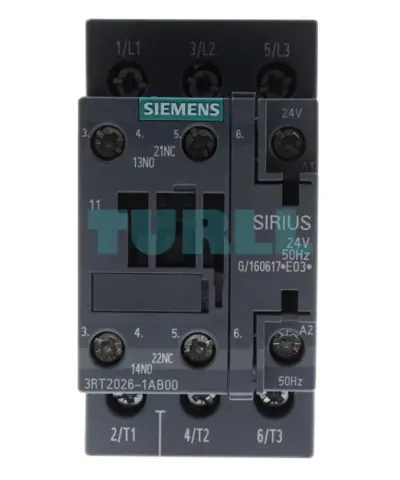 Siemens 3RT2026-1AB00 SIRIUS Power Contactor 25A, 11kW, 24V AC Control, Size S0