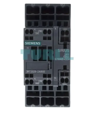 Siemens 3RT2026-2AB00 Power Contactor 25A, 11kW, 24V AC Control with Spring-Loaded Terminals