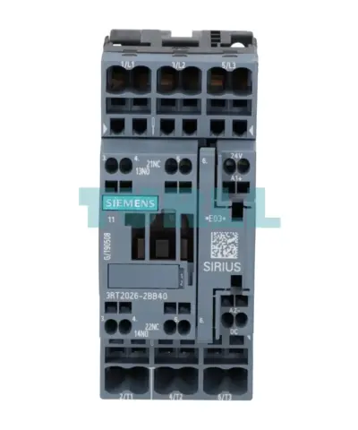 Siemens 3RT2026-2BB40 Power Contactor 25A, 3-Pole, 11kW/400V, 24V DC, 1 NO + 1 NC