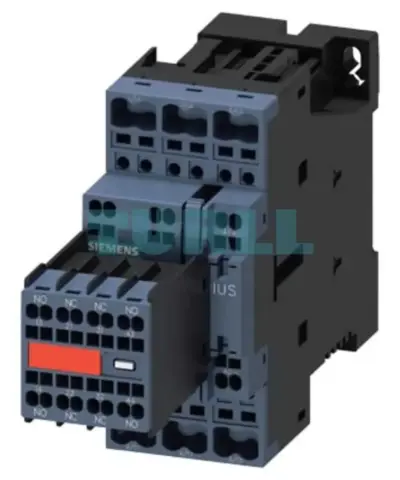 Siemens 3RT2026-2FB44-3MA0 Power Contactor, 25A, 11kW, 24V DC, S0 Size, 2 NO + 2 NC Aux Contacts, Spring-Loaded