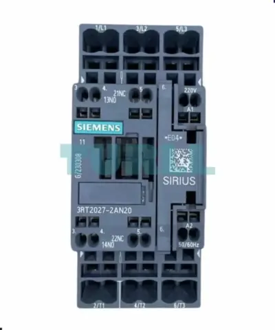 Siemens 3RT2027-2AN20 SIRIUS Power Contactor 32A, 15kW, 220V AC, Spring-Loaded Terminal