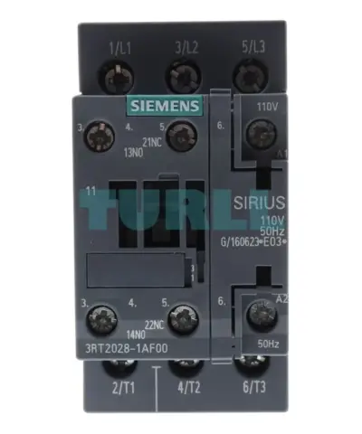 Siemens 3RT2028-1AF00 Power Contactor 38A, 18.5kW (400V), 110V AC Coil, S0 Size