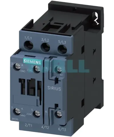 Siemens 3RT2028-1AN60 SIRIUS Power Contactor, 3-Pole, 38A, 18.5kW, 200V AC Coil, Screw Terminal