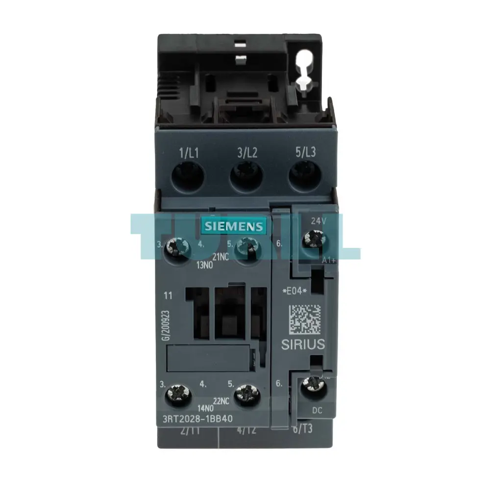 Siemens 3RT2028-1BB40 Power Contactor 38A, AC-3e, 18.5kW, 24V DC, 3-Pole, S0 Original Brand New 1 Siemens 3RT2028-1BB40 Power Contactor 38A, AC-3e, 18.5kW, 24V DC, 3-Pole, S0