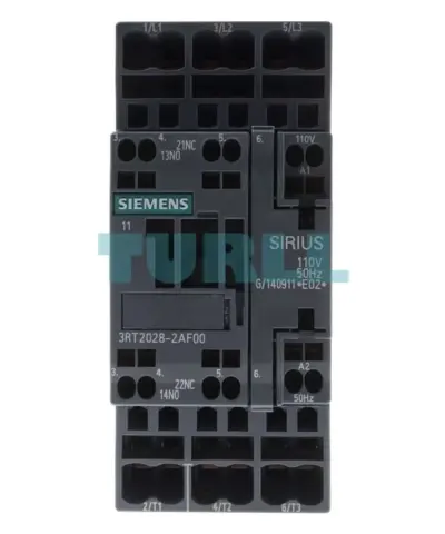 Siemens 3RT2028-2AF00 SIRIUS 3RT2 Power Contactor, 38A, 18.5kW, 110V AC Coil, Spring-Loaded