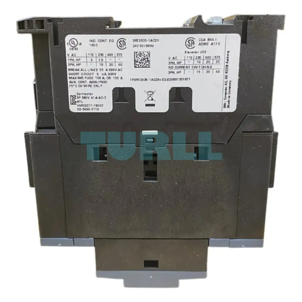 Siemens 3RT2035-1AC20 Power Contactor 41A, 18.5kW, 24V AC, Size S2 Original Brand New 4 Siemens 3RT2035-1AC20 Power Contactor 41A, 18.5kW, 24V AC, Size S2