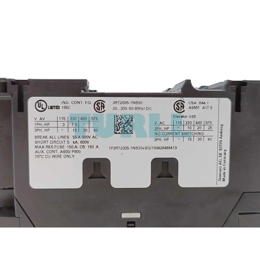 Siemens 3RT2035-1NB30 SIRIUS S2 Power Contactor 41 A, 18.5 kW, AC/DC Coil, Integrated Varistor Original Brand New 2 Siemens 3RT2035-1NB30 SIRIUS S2 Power Contactor 41 A, 18.5 kW, AC/DC Coil, Integrated Varistor