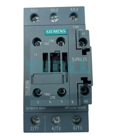 Siemens 3RT2036-1AN20 Power Contactor 51A, 22kW, 220V AC, 3-Pole, Screw Terminal