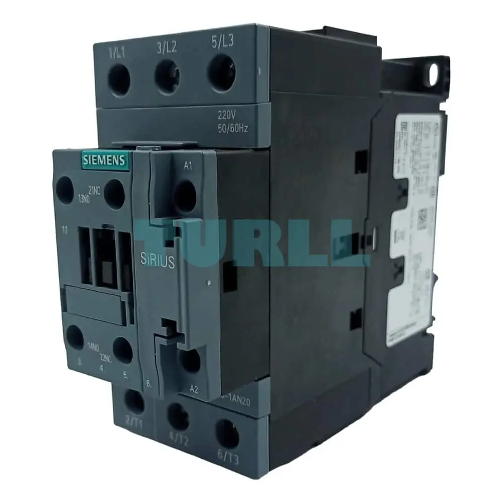 Siemens 3RT2036-1AN20 Power Contactor 51A, 22kW, 220V AC, 3-Pole, Screw Terminal Original Brand New 6 Siemens 3RT2036-1AN20 Power Contactor 51A, 22kW, 220V AC, 3-Pole, Screw Terminal