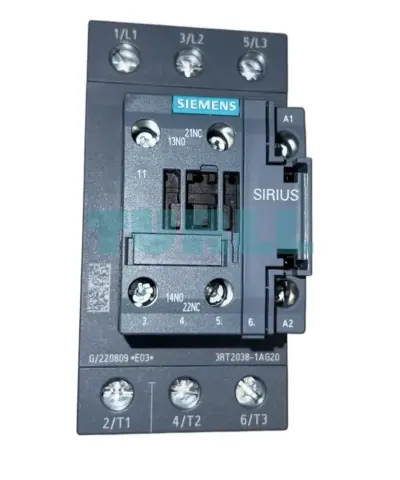 Siemens 3RT2038-1AG20 SIRIUS Power Contactor, 3-Pole, 80A, 37kW, 110V AC, Size S2