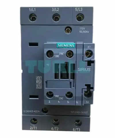 Siemens 3RT2045-1AG20 SIRIUS Power Contactor, 80 A, 37 kW, 110 V AC, S3 Screw Terminal