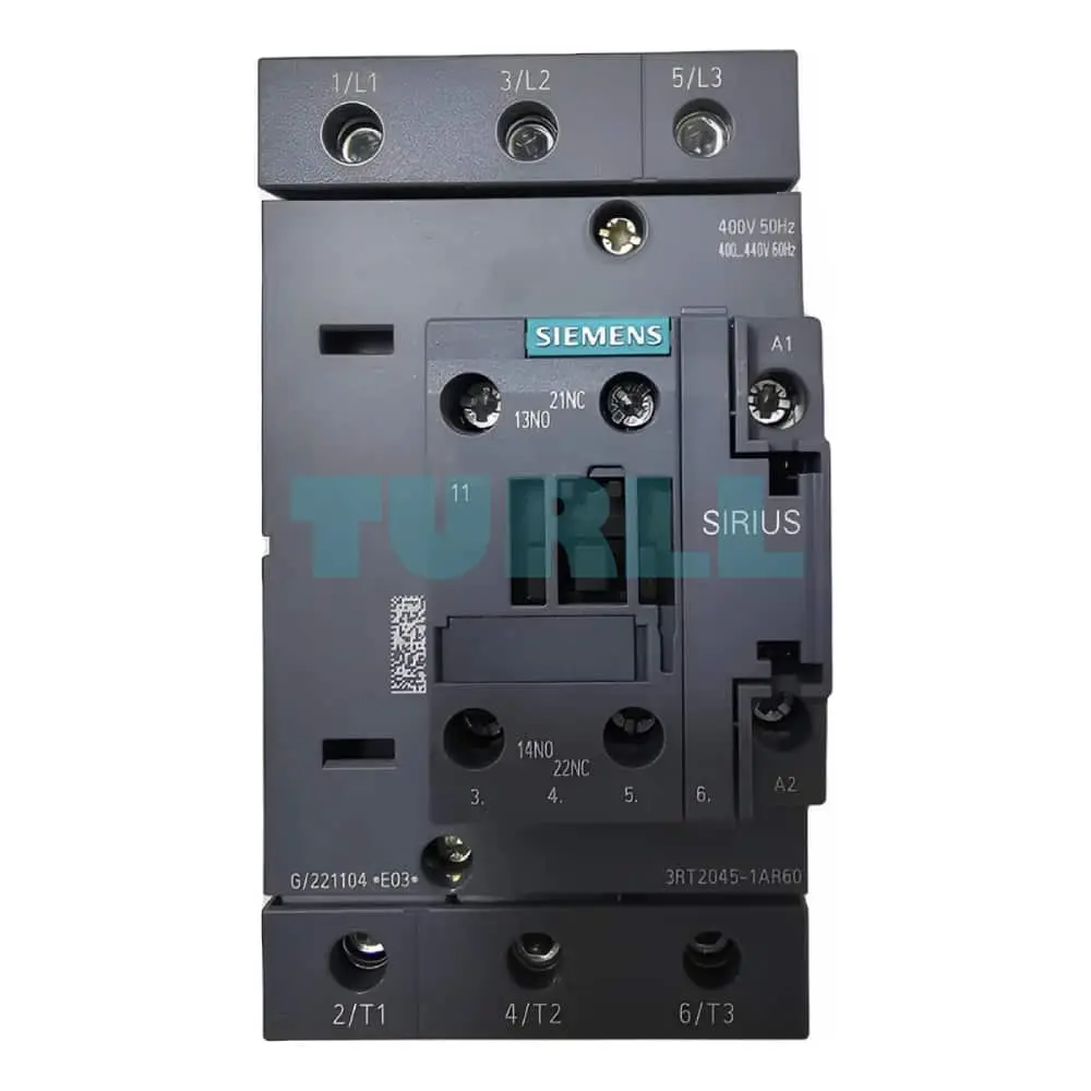Siemens SIRIUS 3RT2045-1AR60 Power Contactor, 3-Pole, 80A, 37 kW, 400V AC, S3 Size Original Brand New 1 Siemens SIRIUS 3RT2045-1AR60 Power Contactor, 3-Pole, 80A, 37 kW, 400V AC, S3 Size