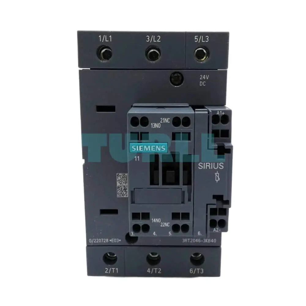 Siemens SIRIUS 3RT2046-3KB40 Power Contactor, Size S3, 95A, 45kW, 24V DC, with Integrated Varistor Original Brand New 1 Siemens SIRIUS 3RT2046-3KB40 Power Contactor, Size S3, 95A, 45kW, 24V DC, with Integrated Varistor