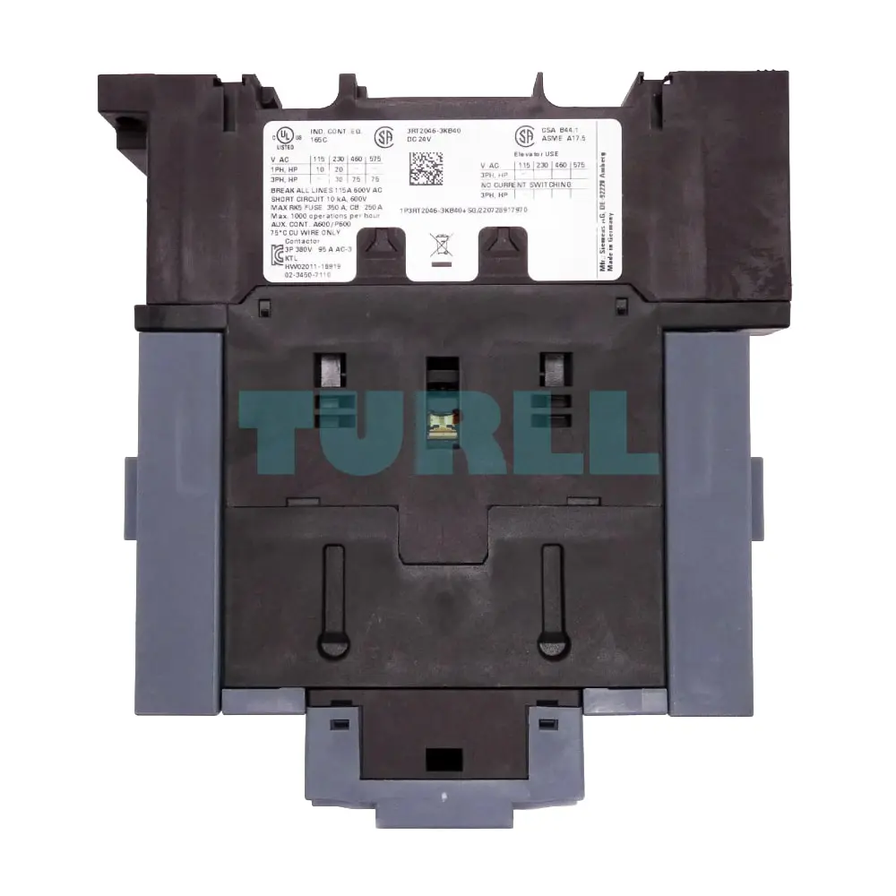 Siemens SIRIUS 3RT2046-3KB40 Power Contactor, Size S3, 95A, 45kW, 24V DC, with Integrated Varistor Original Brand New 5 Siemens SIRIUS 3RT2046-3KB40 Power Contactor, Size S3, 95A, 45kW, 24V DC, with Integrated Varistor