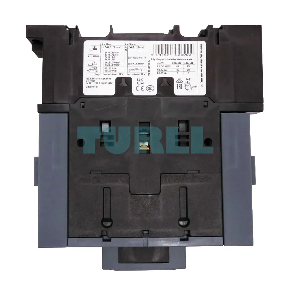Siemens SIRIUS 3RT2046-3KB40 Power Contactor, Size S3, 95A, 45kW, 24V DC, with Integrated Varistor Original Brand New 4 Siemens SIRIUS 3RT2046-3KB40 Power Contactor, Size S3, 95A, 45kW, 24V DC, with Integrated Varistor