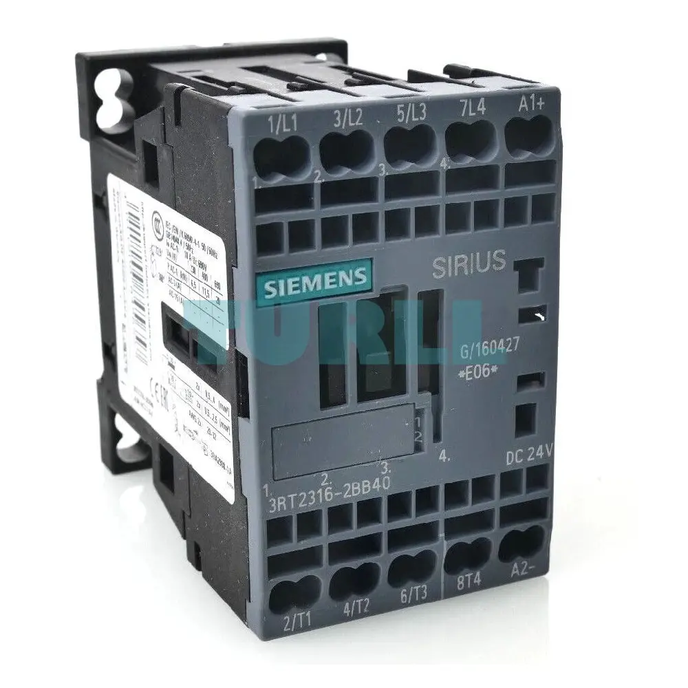 Siemens SIRIUS 3RT2316-2BB40 Contactor 4-Pole AC-1, 18A, 24V DC, Spring-Loaded Terminal, Size S00 Original Brand New 1 Siemens SIRIUS 3RT2316-2BB40 Contactor 4-Pole AC-1, 18A, 24V DC, Spring-Loaded Terminal, Size S00
