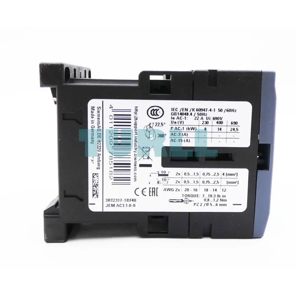 Siemens 3RT2317-1BF40 Contactor 4-Pole AC-1, 22A, 110V DC, S00 Screw Terminal Original Brand New 3 Siemens 3RT2317-1BF40 Contactor 4-Pole AC-1, 22A, 110V DC, S00 Screw Terminal