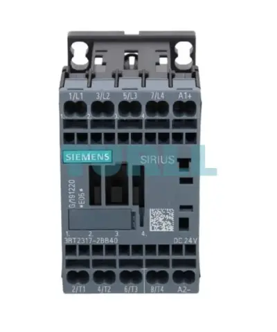 Siemens SIRIUS 3RT2317-2BB40 Contactor, AC-1, 22A, 4-Pole, 24V DC, Spring-Loaded Terminal, Size S00