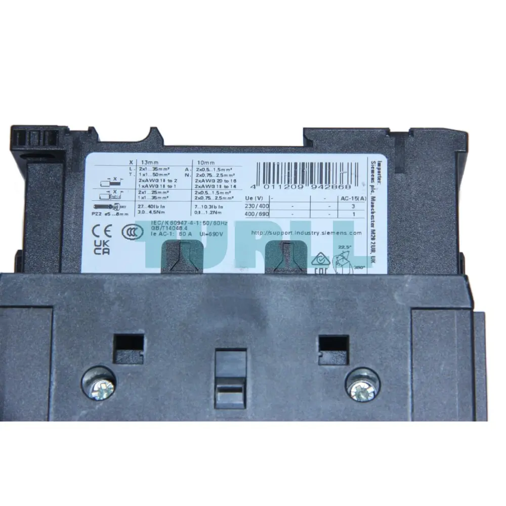 Siemens SIRIUS 3RT2336-1NB30 Power Contactor 60A, 4-Pole, AC-1, 20-33V AC/DC Coil, Integrated Varistor, S2 Size Original Brand New 3 Siemens SIRIUS 3RT2336-1NB30 Power Contactor 60A, 4-Pole, AC-1, 20-33V AC/DC Coil, Integrated Varistor, S2 Size