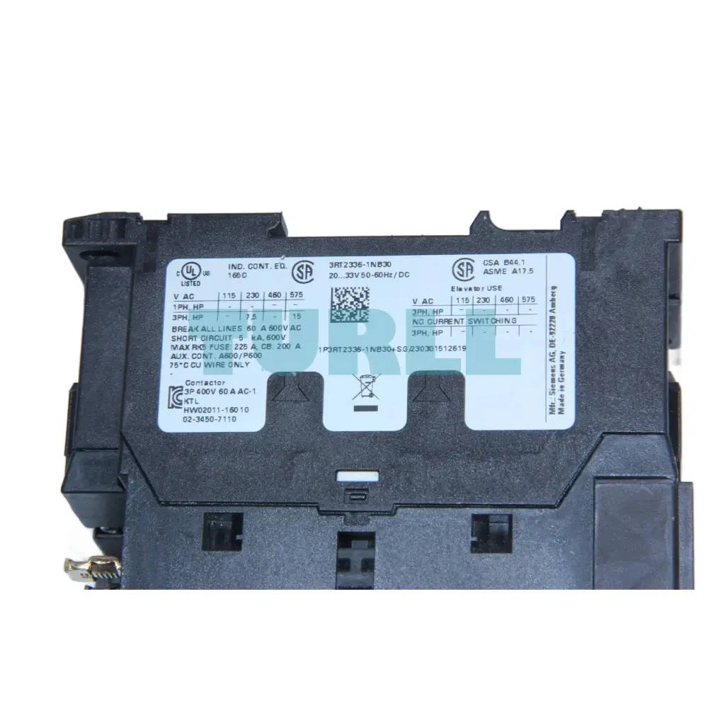 Siemens SIRIUS 3RT2336-1NB30 Power Contactor 60A, 4-Pole, AC-1, 20-33V AC/DC Coil, Integrated Varistor, S2 Size Original Brand New 2 Siemens SIRIUS 3RT2336-1NB30 Power Contactor 60A, 4-Pole, AC-1, 20-33V AC/DC Coil, Integrated Varistor, S2 Size