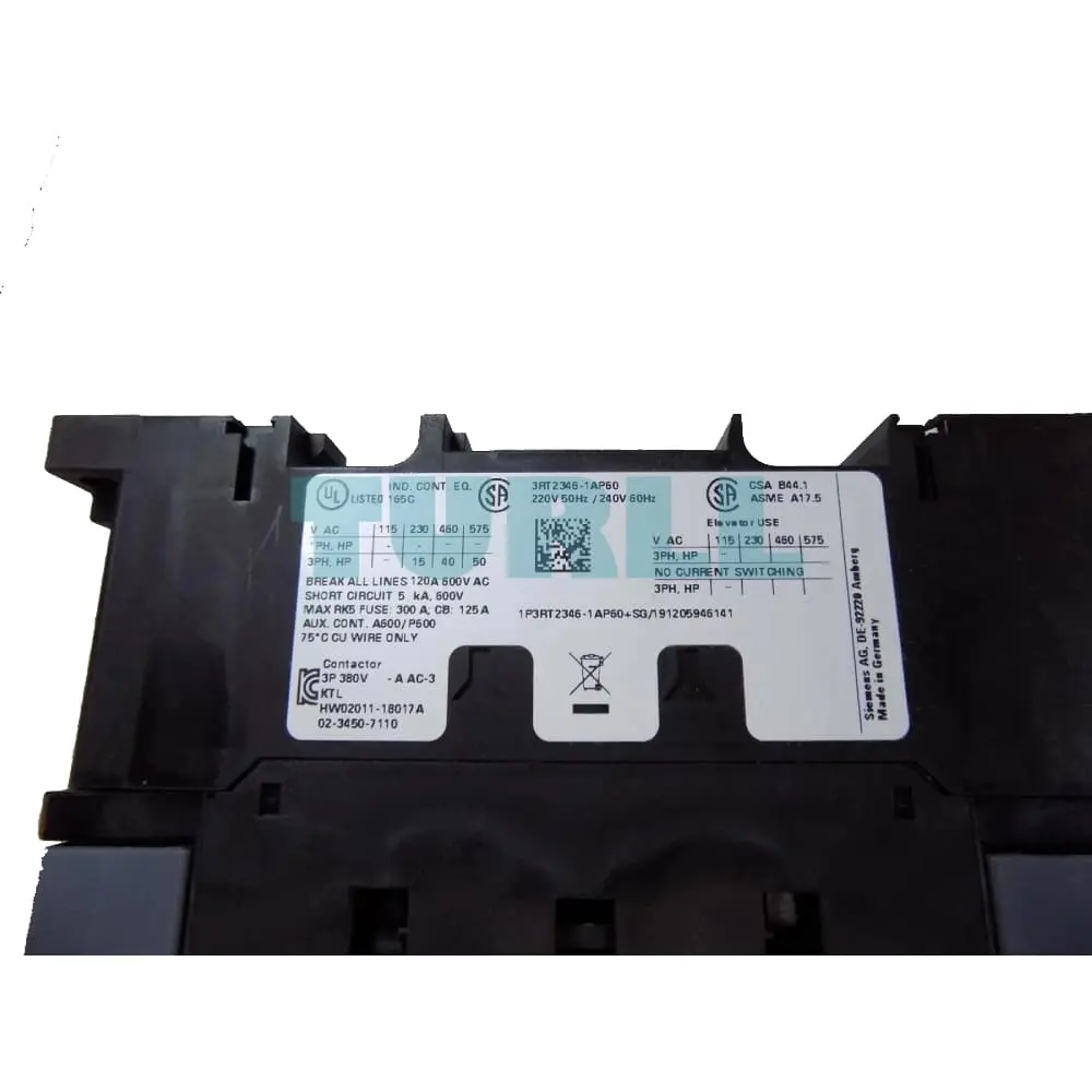 Siemens 3RT2346-1AP60 SIRIUS Power Contactor AC-1, 140A, 4-Pole, 220V/240V AC Coil, S3 Size Original Brand New 3 Siemens 3RT2346-1AP60 SIRIUS Power Contactor AC-1, 140A, 4-Pole, 220V/240V AC Coil, S3 Size