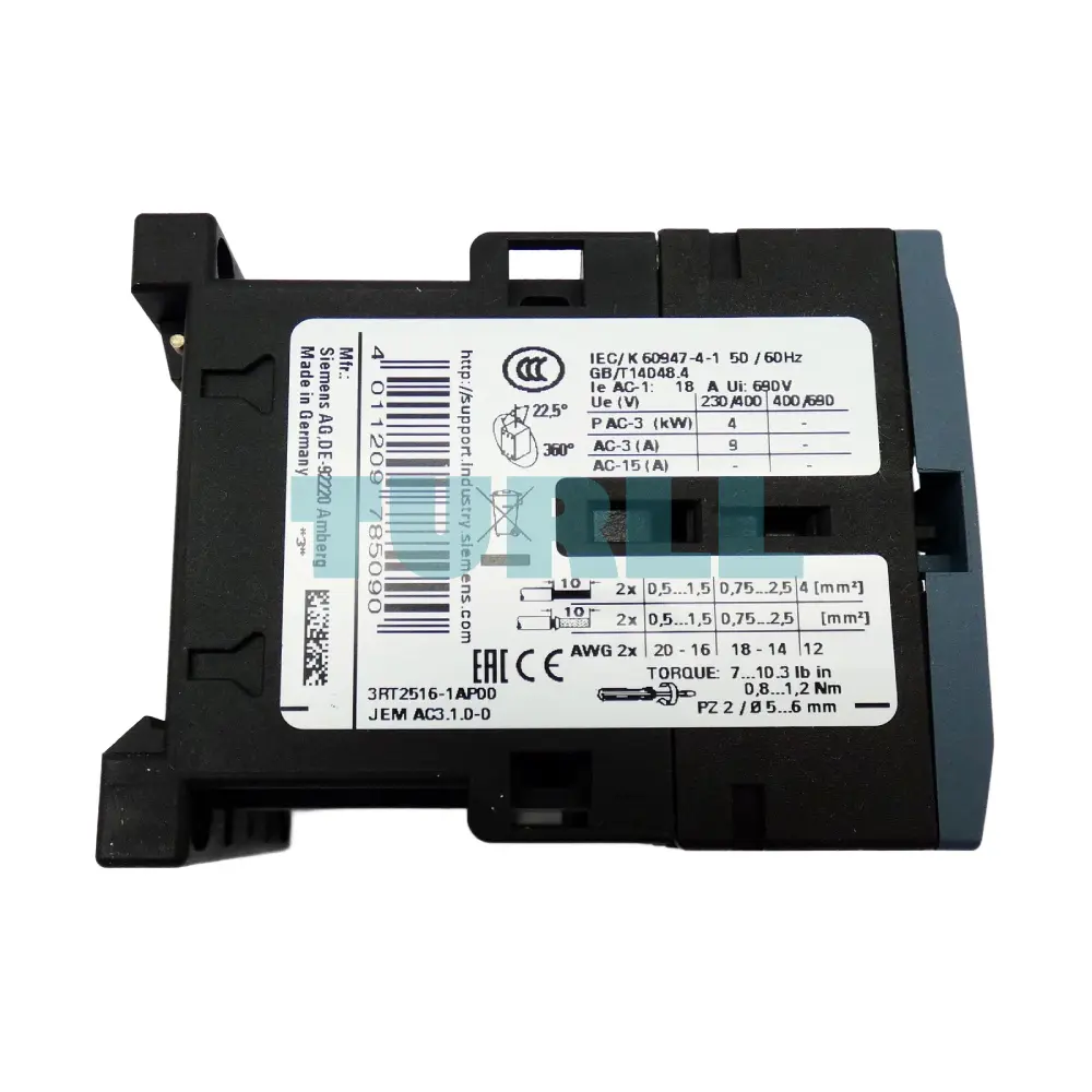 Siemens 3RT2516-1AP00 Power Contactor 4-Pole, 9A, 4 kW / 400V, AC-3