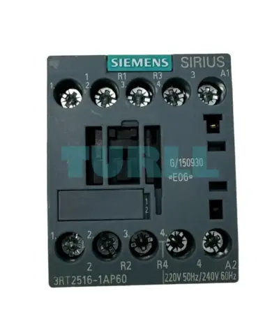 Siemens 3RT2516-1AP60 Power Contactor 4-Pole, AC-3, 9A, 4kW, 220V/240V, Screw Terminal