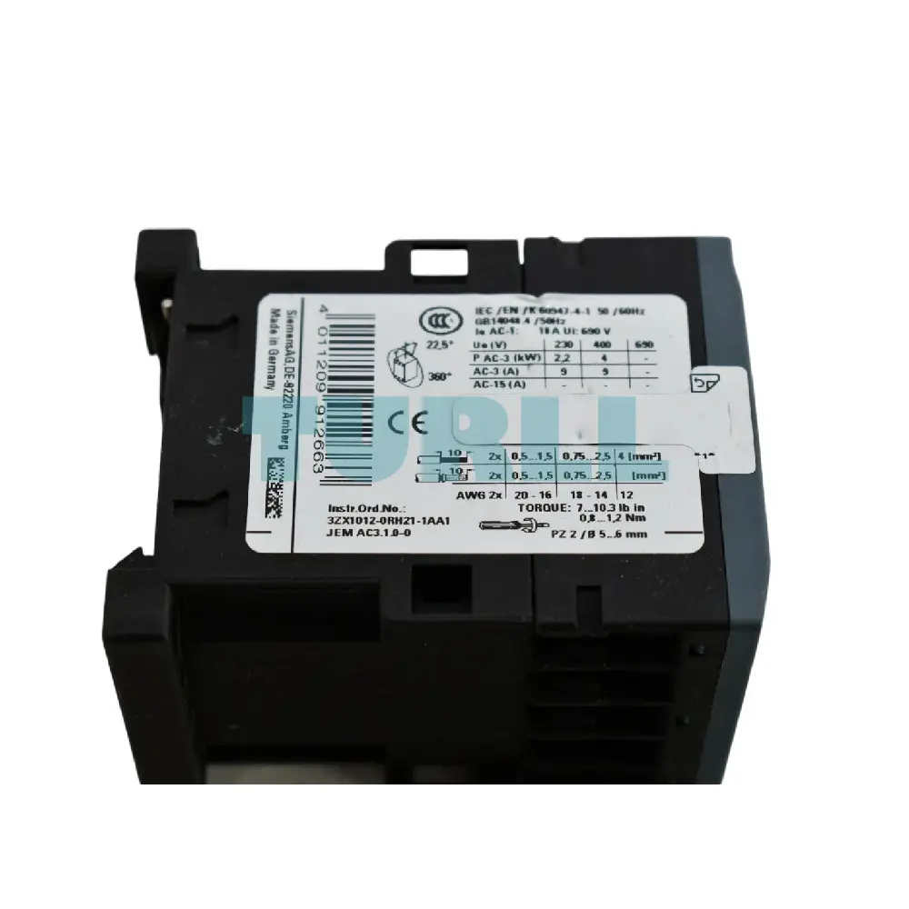 Siemens 3RT2516-1AP60 Power Contactor 4-Pole, AC-3, 9A, 4kW, 220V/240V, Screw Terminal