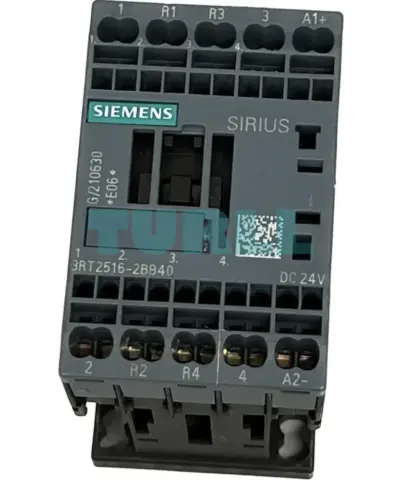 Siemens 3RT2516-2BB40 Power Contactor 9A, AC-3, 4kW/400V, 24V DC Coil, 4-Pole, S00
