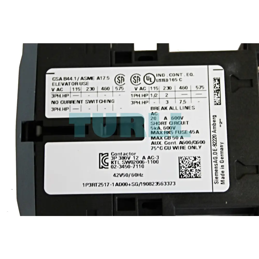 Siemens 3RT2517-1AD00 Power Contactor 4-Pole, 12A, 5.5kW, AC-3, 42V AC
