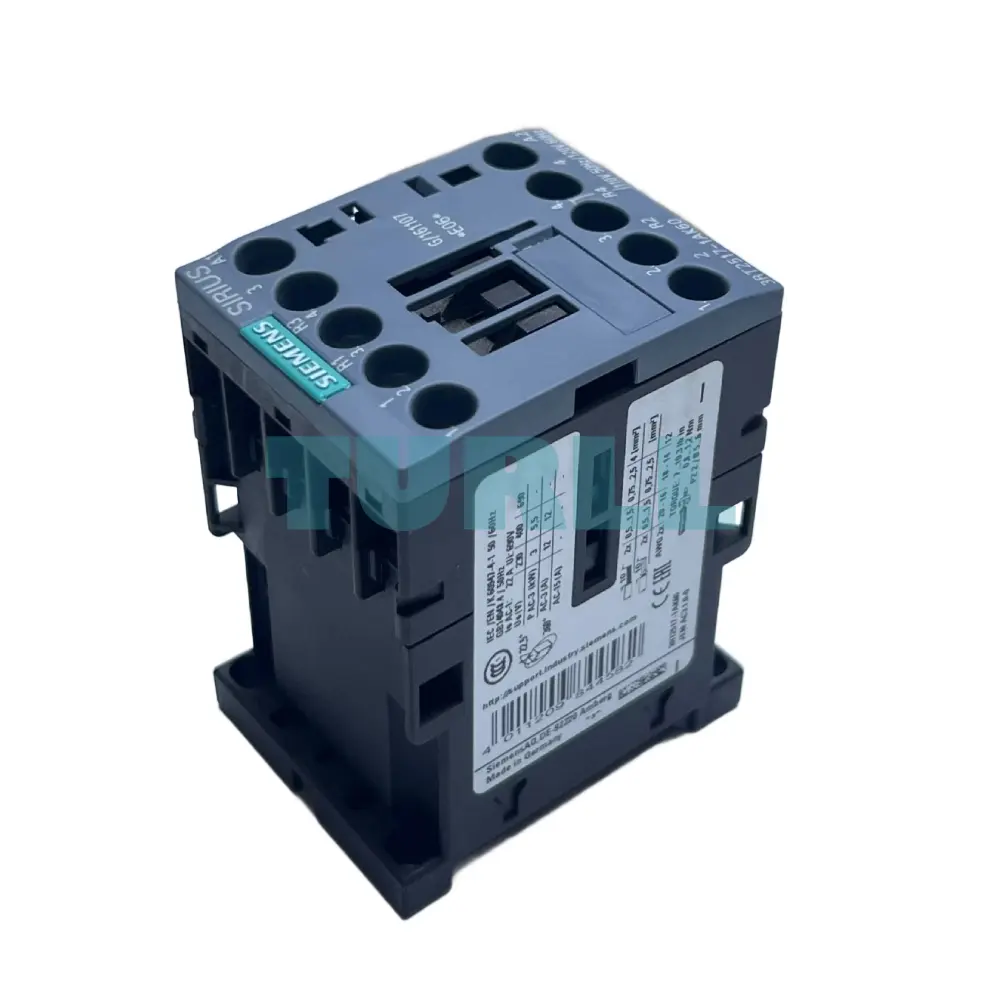 Siemens 3RT2517-1AK60 Power Contactor 12A, AC-3, 5.5 kW / 400V, 4-Pole, 110/120V Coil, S00 Size