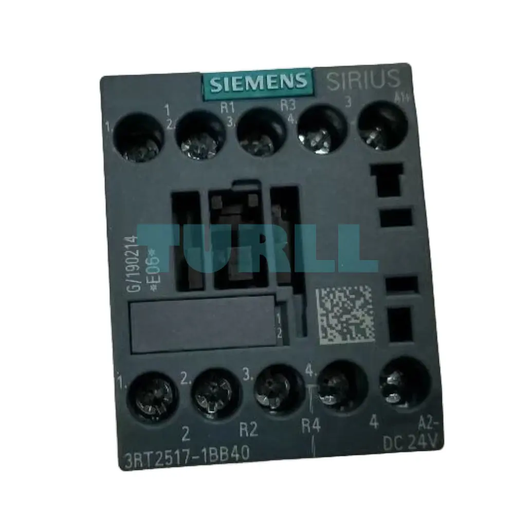 Siemens 3RT2517-1BB40 Power Contactor 4-Pole, 12A, 5.5kW, 24V DC, Screw Terminal