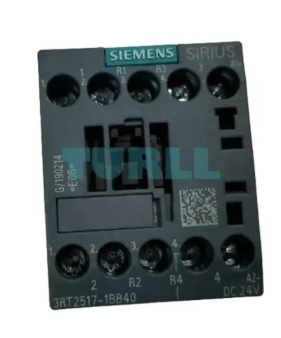 Siemens 3RT2517-1BB40 Power Contactor 4-Pole, 12A, 5.5kW, 24V DC, Screw Terminal