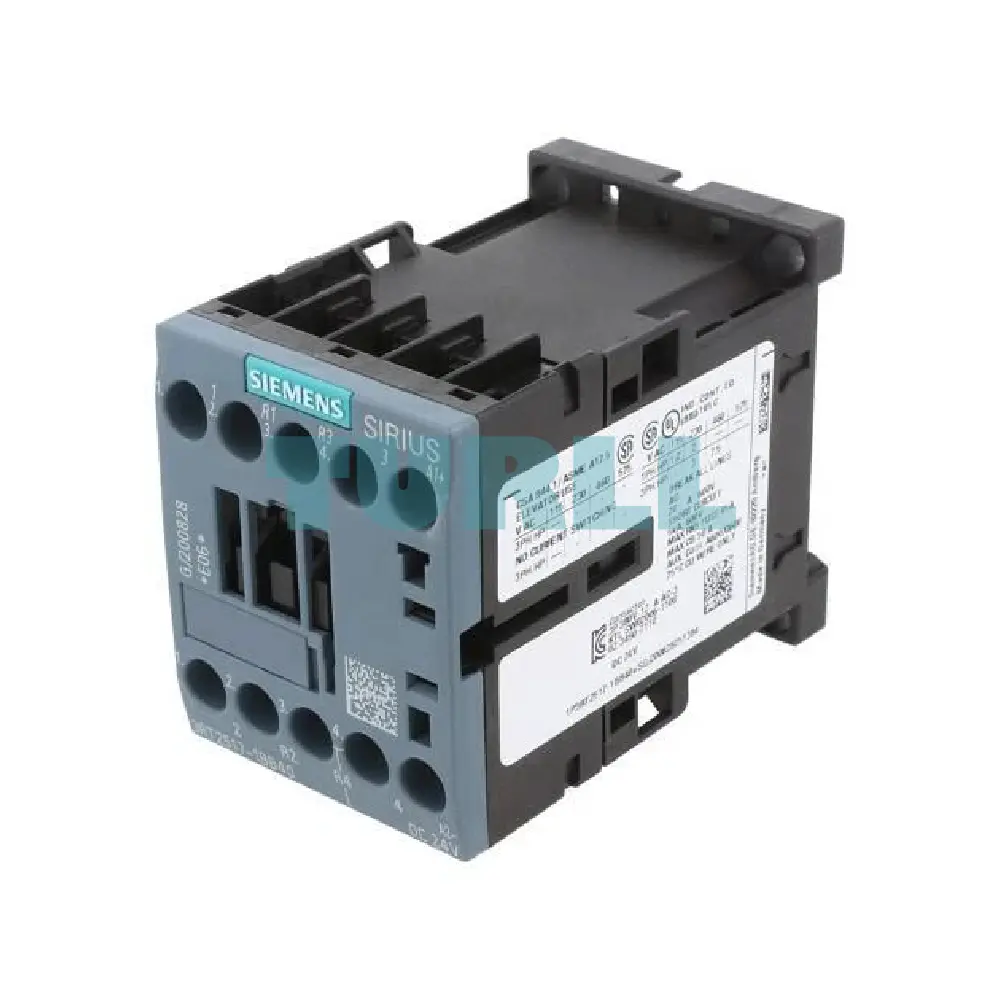 Siemens 3RT2517-1BB40 Power Contactor 4-Pole, 12A, 5.5kW, 24V DC, Screw Terminal
