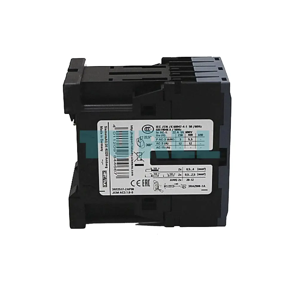 Siemens 3RT2517-2AP00 Power Contactor AC-3, 12A, 5.5 kW/400V, 4-Pole, 230V AC, S00