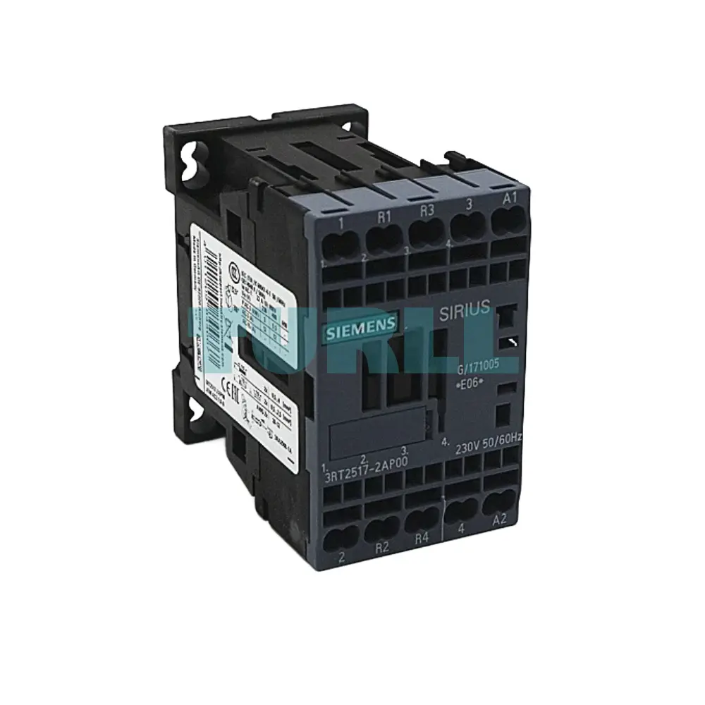 Siemens 3RT2517-2AP00 Power Contactor AC-3, 12A, 5.5 kW/400V, 4-Pole, 230V AC, S00