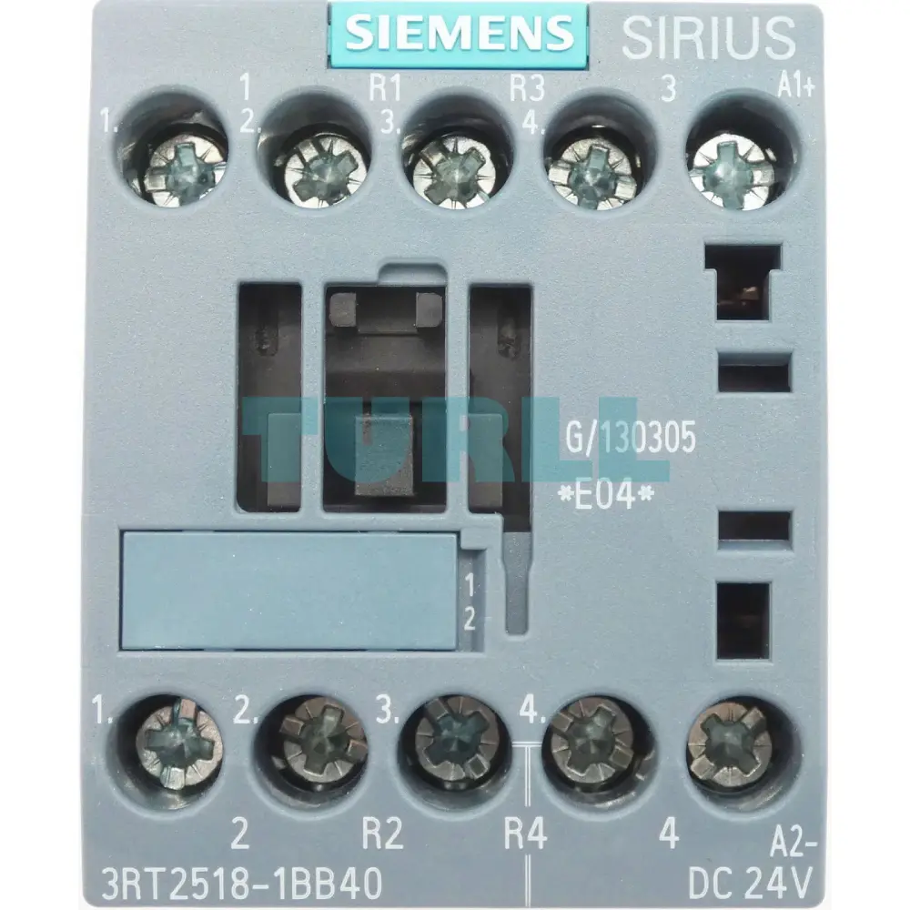 Siemens 3RT2518-1BB40 Power Contactor 16A, 7.5kW, 4-Pole, 24V DC, AC-3