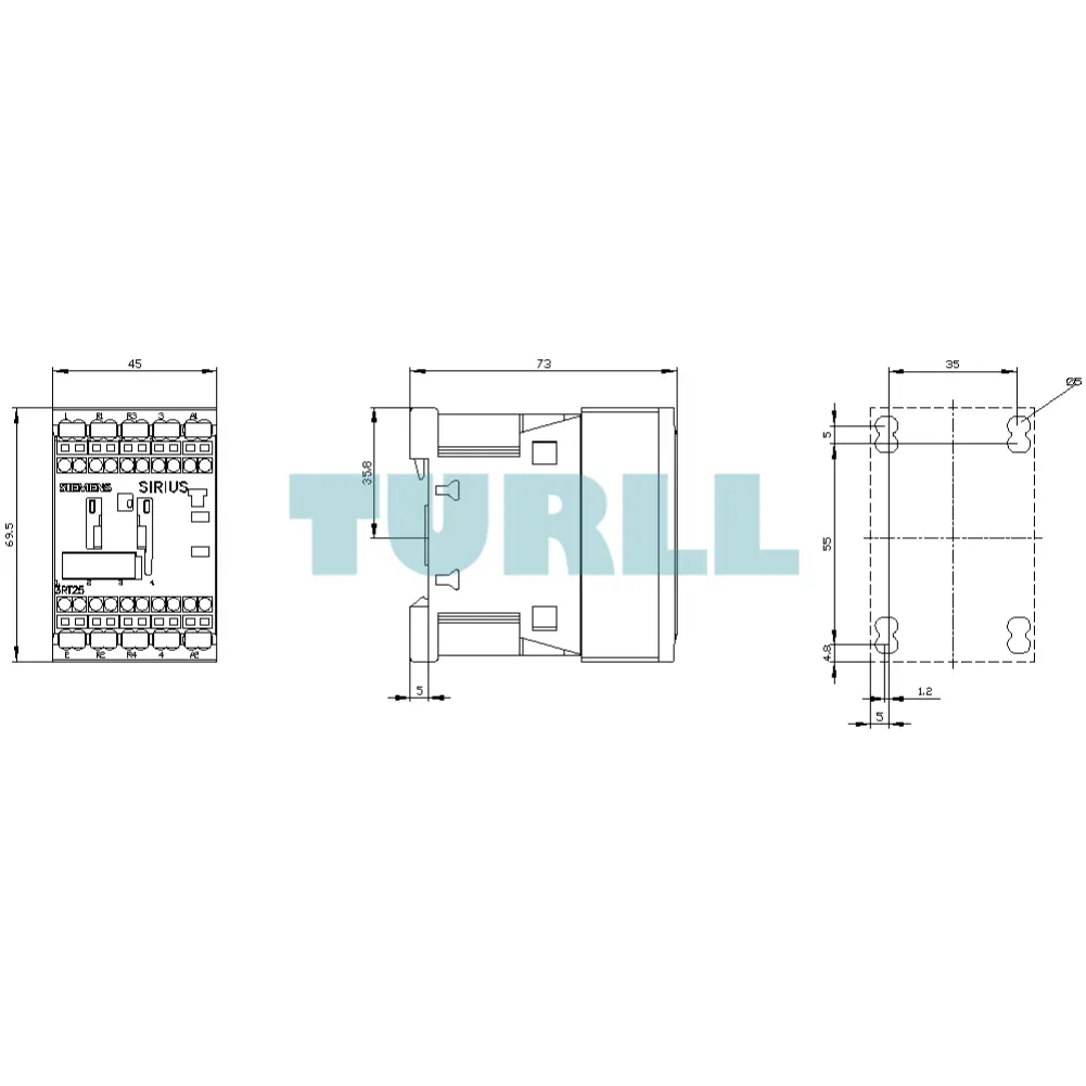 Siemens 3RT2518-2AK60 Power Contactor 16A, 7.5 kW, 4-Pole, 110/120V AC, S00