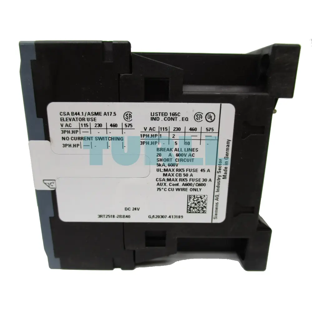 Siemens 3RT2518-2BB40 Power Contactor 16A, 7.5kW, 4-Pole, 24V DC