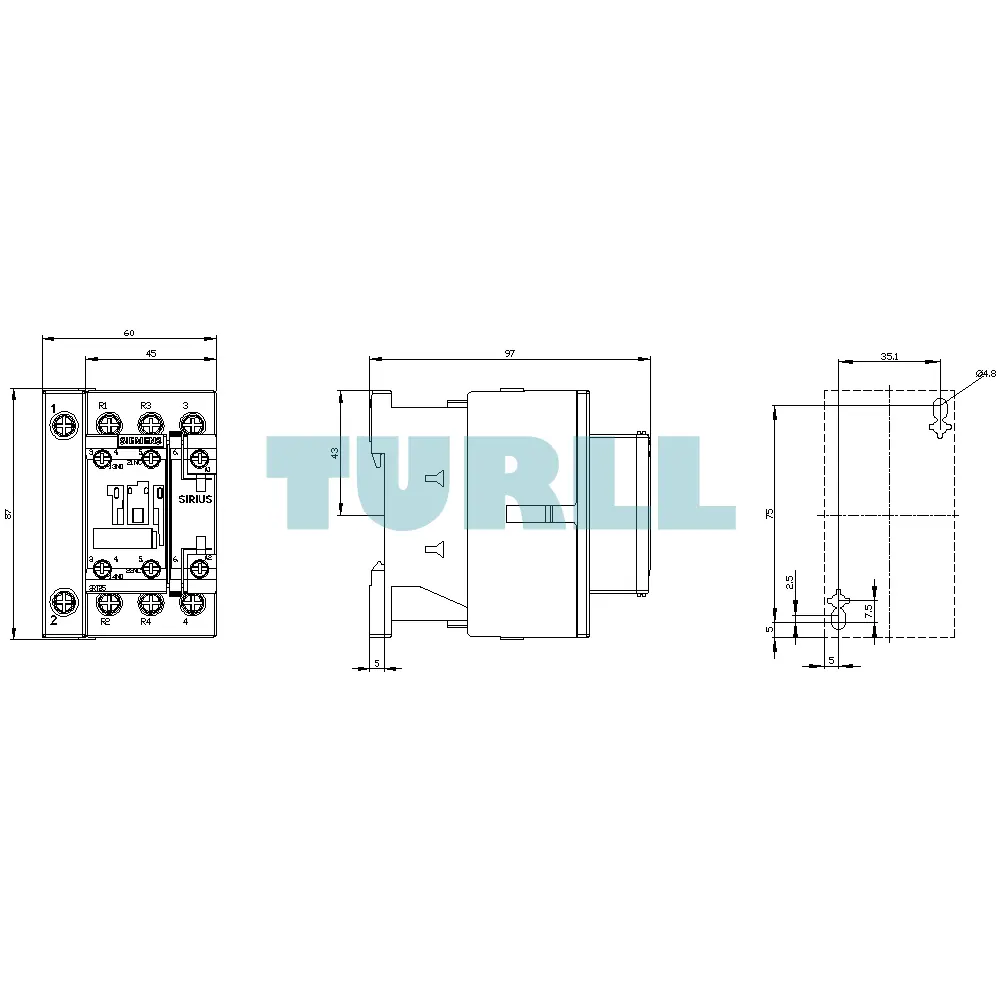 Siemens 3RT2526-1AF00 Power Contactor 25A, 11kW, 4-Pole, 110V AC, S0 Size