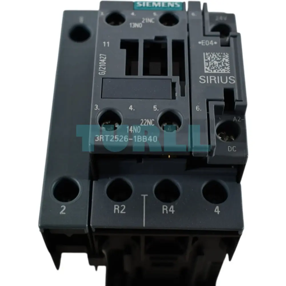 Siemens 3RT2526-1BB40 Power Contactor 25A, 11kW / 400V, 4-Pole, 24V DC, Screw Terminal