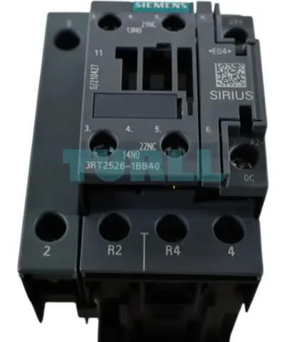 Siemens 3RT2526-1BB40 Power Contactor 25A, 11kW / 400V, 4-Pole, 24V DC, Screw Terminal