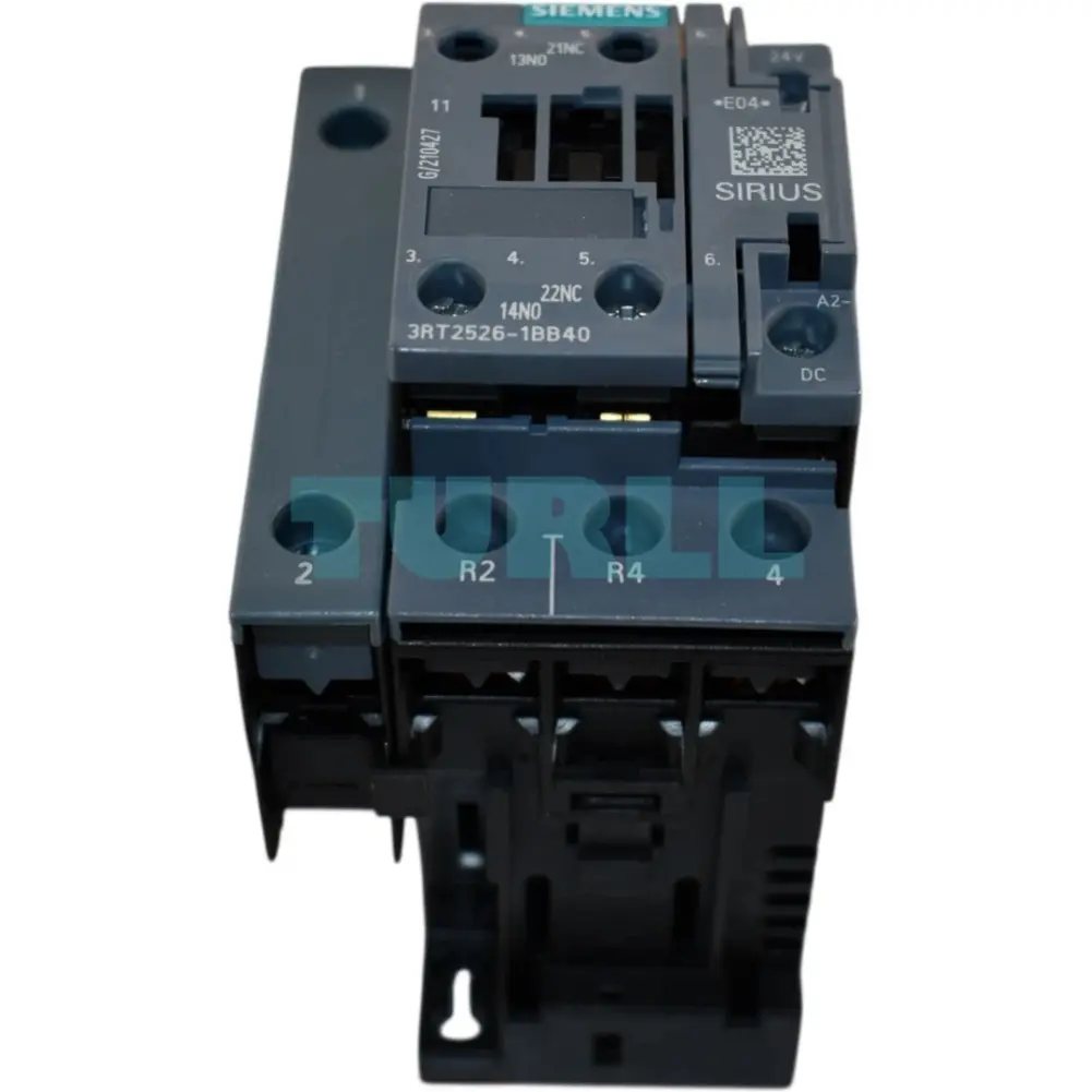 Siemens 3RT2526-1BB40 Power Contactor 25A, 11kW / 400V, 4-Pole, 24V DC, Screw Terminal