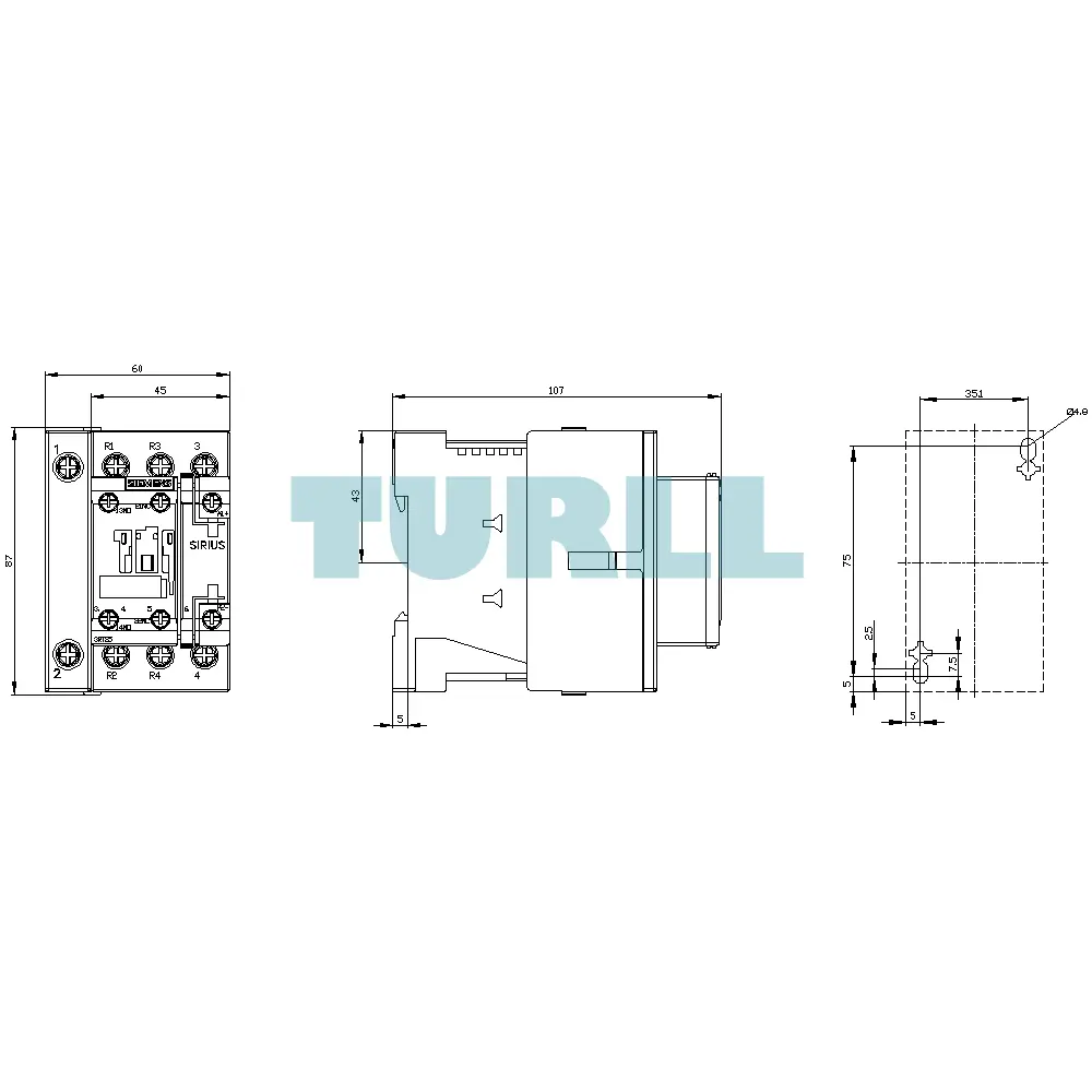 Siemens 3RT2526-1BJ80 Power Contactor 25 A, 11 kW, 4-Pole, 72 V DC Coil, S0 Size