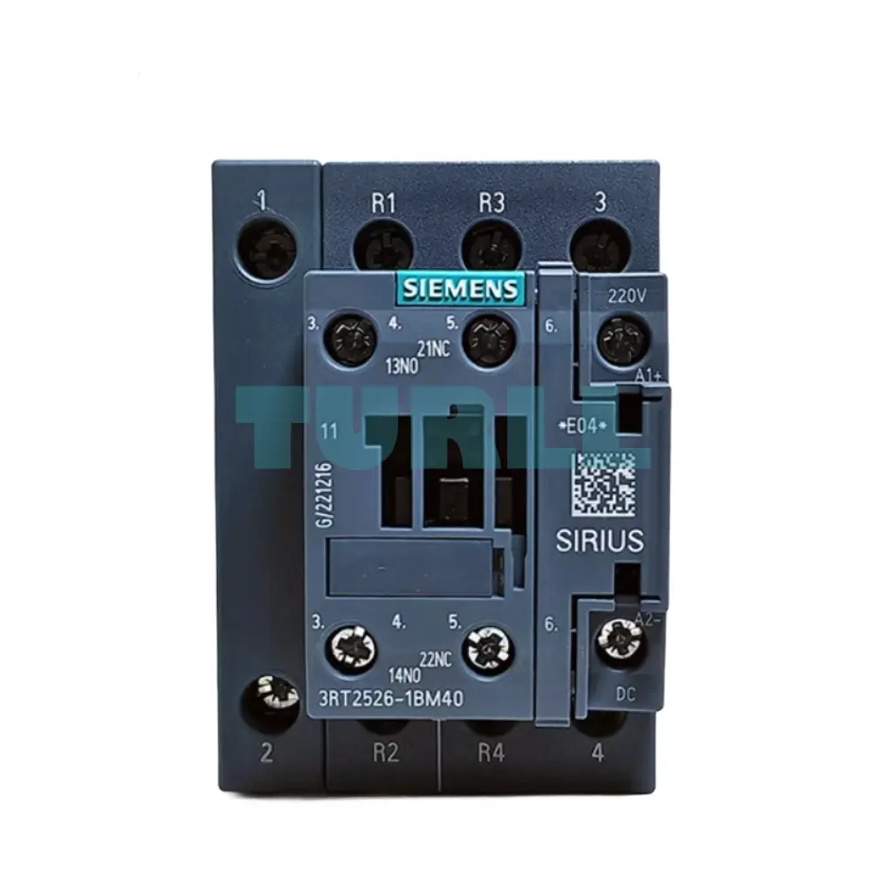 Siemens 3RT2526-1BM40 Power Contactor AC-3, 25A, 11kW, 4-Pole, 220V DC, S0 Size
