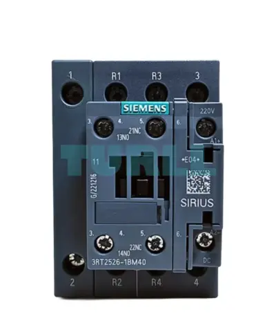 Siemens 3RT2526-1BM40 Power Contactor AC-3, 25A, 11kW, 4-Pole, 220V DC, S0 Size